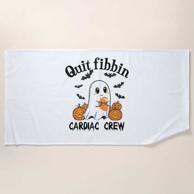 Cardiac Crew Funny Boo-Ghost Pumpkin Beach Towel (Front)