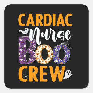 Cardiac Nurse Boo Crew Scary Nurse Halloween Ghost Square Sticker