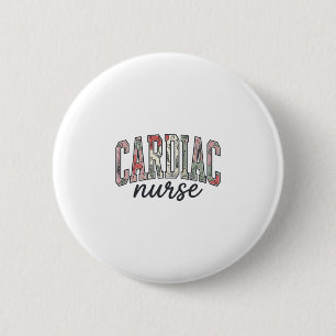 Cardiac Nurse Floral Varsity Lettering Design_1 6 Cm Round Badge