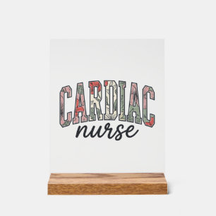 Cardiac Nurse Floral Varsity Lettering Design_1 Acrylic Sign
