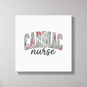 Cardiac Nurse Floral Varsity Lettering Design_1 Canvas Print