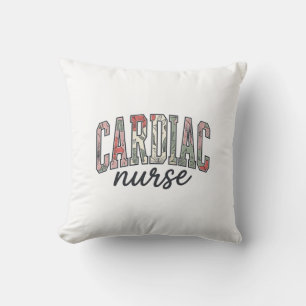 Cardiac Nurse Floral Varsity Lettering Design_1 Cushion