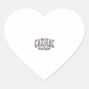 Cardiac Nurse Floral Varsity Lettering Design_1 Heart Sticker