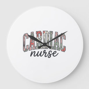 Cardiac Nurse Floral Varsity Lettering Design_1 Large Clock