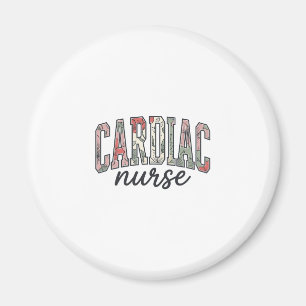 Cardiac Nurse Floral Varsity Lettering Design_1 Magnet