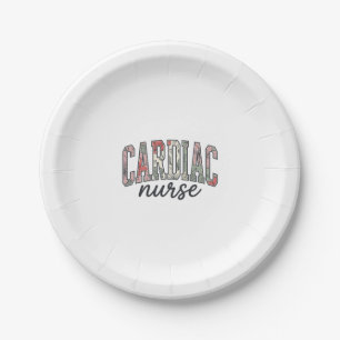 Cardiac Nurse Floral Varsity Lettering Design_1 Paper Plate