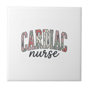 Cardiac Nurse Floral Varsity Lettering Design_1 Tile