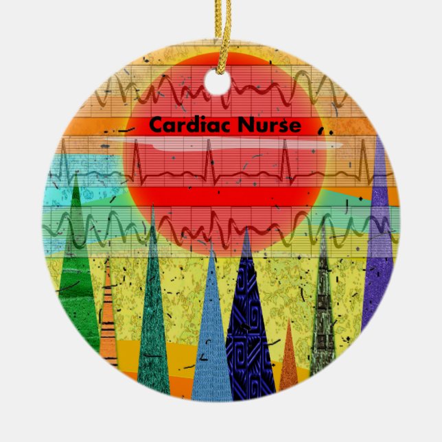 Cardiac Nurse Magical Forest Ceramic Tree Decoration (Front)