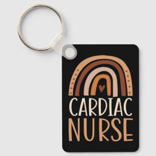 Cardiac Nurse Nursing School Trendy Bohemian Rainb Key Ring