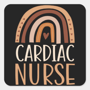 Cardiac Nurse Nursing School Trendy Bohemian Rainb Square Sticker