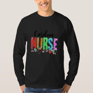 Cardiac Nurse Plaid Red Love Heart Stethoscope Rn  T-Shirt