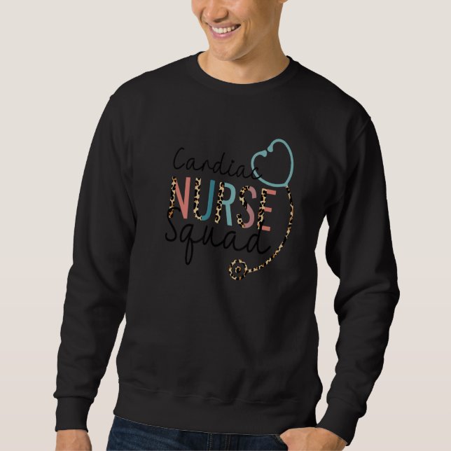Cardiac Nurse Squad Leopard Stethoscope Heart Sweatshirt (Front)