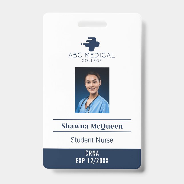 Cardiac Nurse Student Practitioner QR Code Photo ID Badge (Front)
