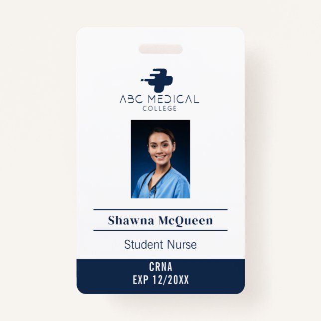 Cardiac Nurse Student Practitioner QR Code Photo ID Badge (Front)