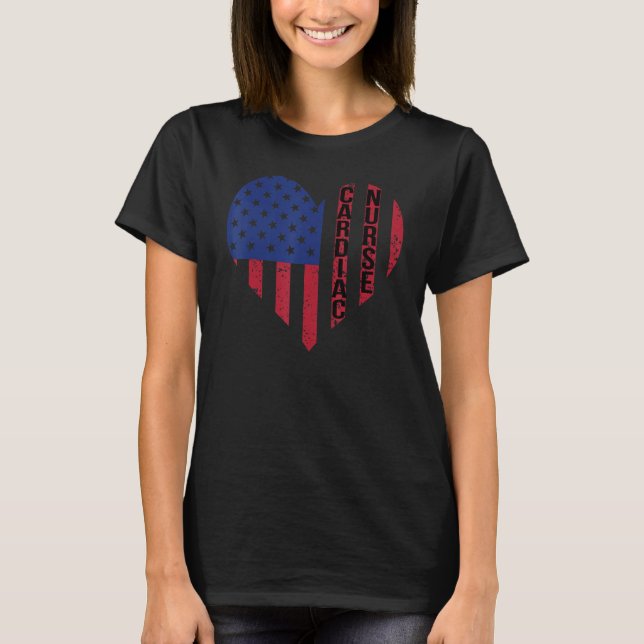 Cardiac Nurse US Flag Cardiology Nurse Cardiac Nur T-Shirt (Front)