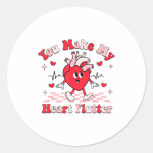 Cardiac Nurse Valentine You Make My Heart Flutter Classic Round Sticker
