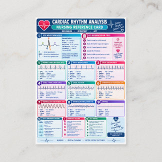 Cardiac Rhythm Analysis Nursing Reference Business Card