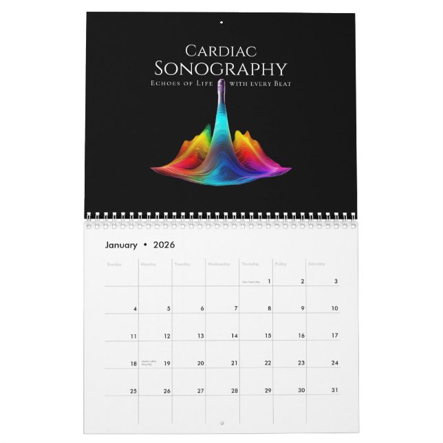 Cardiac Sonography-Colourful Ultrasound Waves Calendar (Jan 2026)