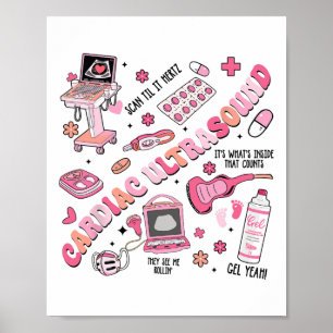 Cardiac Ultrasound Valentine For Nurse Valentine D Poster