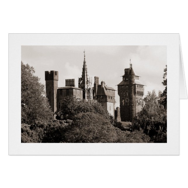 Cardiff Castle II - Sepia (Wide Border) (Front Horizontal)