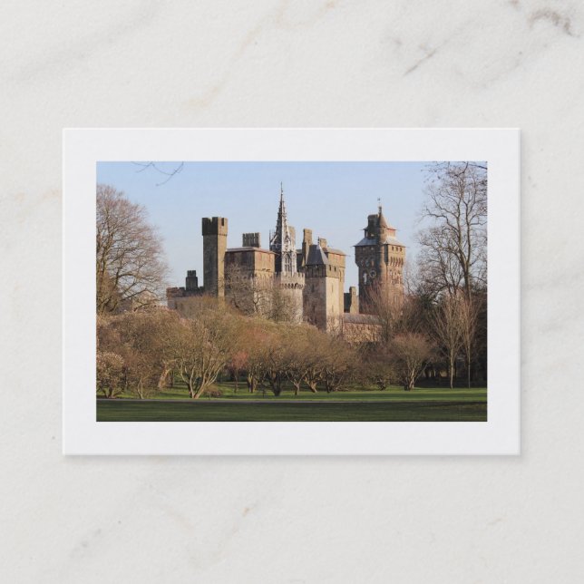 Cardiff Castle in Early Spring (bordered) Business Card (Front)