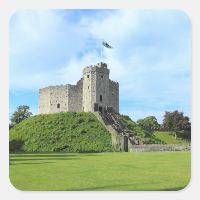 Cardiff Castle Keep II Square Sticker (Front)