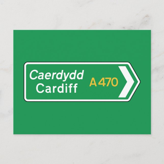 Cardiff, UK Road Sign Postcard (Front)