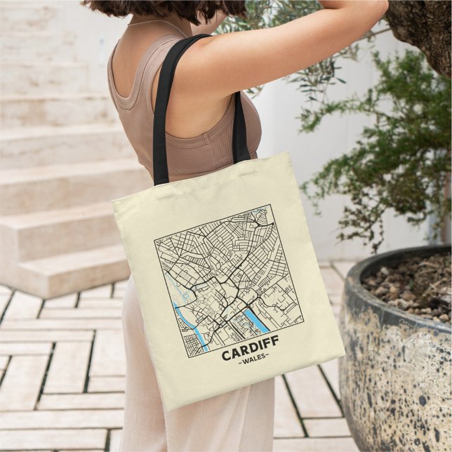 Cardiff, Wales City Map Tote Bag (Creator Uploaded)
