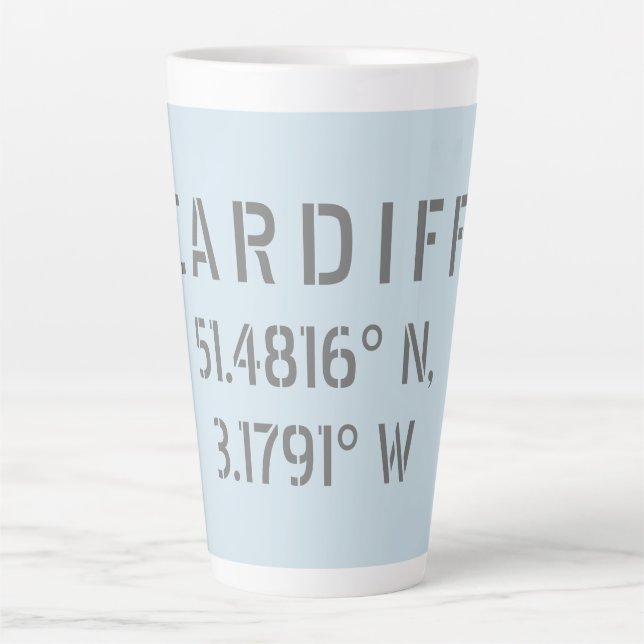 Cardiff Wales Latitude & Longitude Latte Mug (Front)