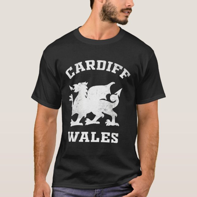 Cardiff Wales  Men Women Kids Students Welsh Drago T-Shirt (Front)