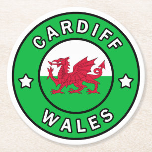 Cardiff Wales Round Paper Coaster