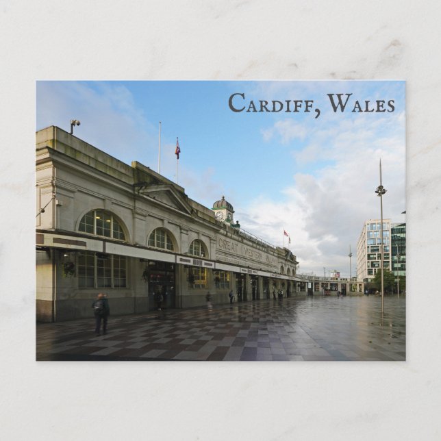 Cardiff Wales Train Station Welsh Travel Photo Postcard (Front)