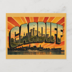 Cardiff Wales Vintage Travel Art Postcard