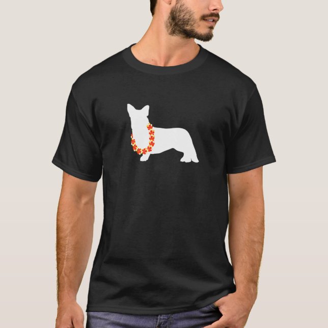 Cardigan Welsh Corgi Aloha Hawaiian Lei Dog T-Shirt (Front)