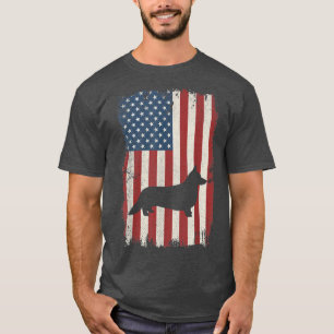 Cardigan Welsh Corgi American Flag USA Dog Lovers T-Shirt