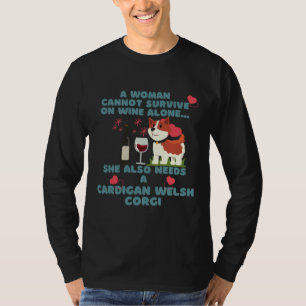 Cardigan Welsh Corgi And Wine T-Shirt