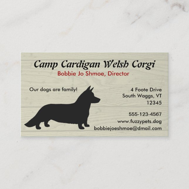 Cardigan Welsh Corgi Business Card (Front)