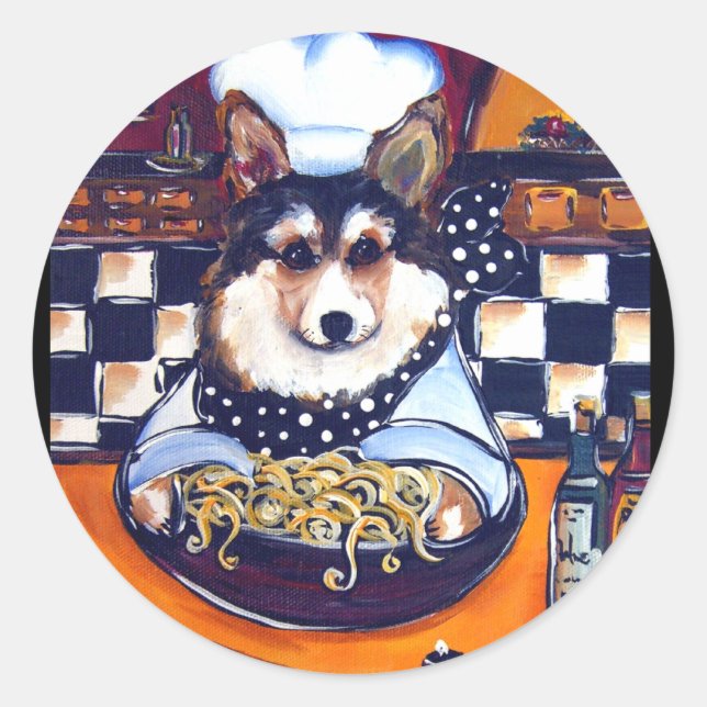 Cardigan Welsh Corgi Chef Classic Round Sticker (Front)