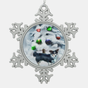 Cardigan Welsh Corgi Christmas Gifts Snowflake Pewter Christmas Ornament
