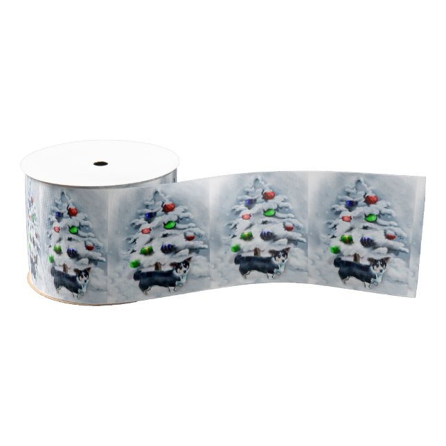 Cardigan Welsh Corgi Christmas Grosgrain Ribbon (Spool)