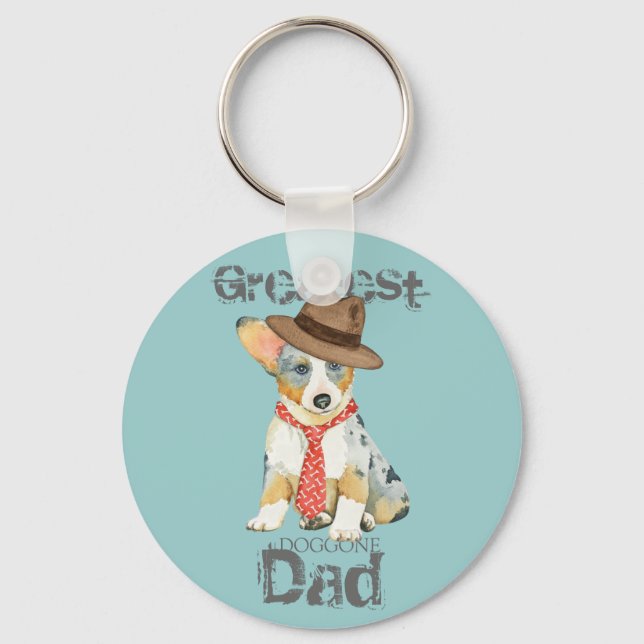 Cardigan Welsh Corgi Dad Key Ring (Front)