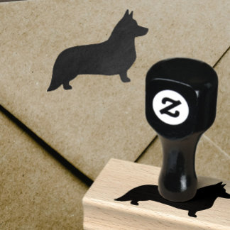 Cardigan Welsh Corgi Dog Breed Silhouette Rubber Stamp