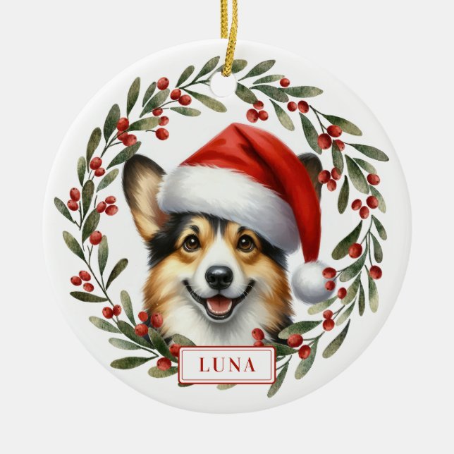 Cardigan Welsh Corgi Dog Ceramic Circle Ornament (Front)