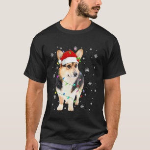 Cardigan Welsh Corgi Dog Christmas Lights Santa Ha T-Shirt