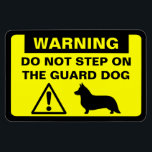 Cardigan Welsh Corgi Humourous Guard Dog Warning Magnet<br><div class="desc">Yellow and Black Warning Sign Magnet with Corgi Silhouette. Warning: Do Not Step on the Guard Dog. Funny caution sign for Cardigan Welsh Corgi lovers. This humourous fridge magnet can be personalised with your own text.</div>