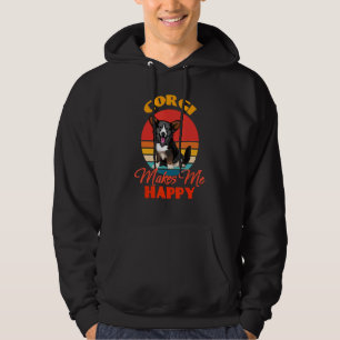 Cardigan Welsh Corgi Makes Me Happy Dog Retro Hoodie