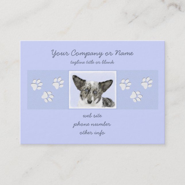 Cardigan Welsh Corgi Painting - Original Dog Art Business Card (Front)