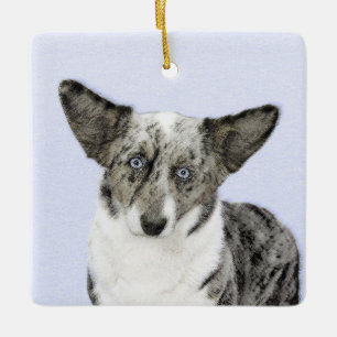 Cardigan Welsh Corgi Painting - Original Dog Art Ceramic Ornament