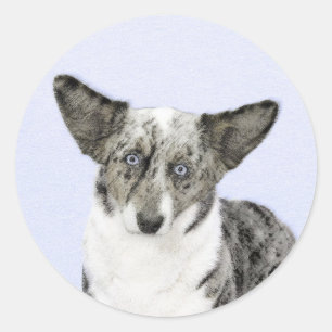 Cardigan Welsh Corgi Painting - Original Dog Art Classic Round Sticker