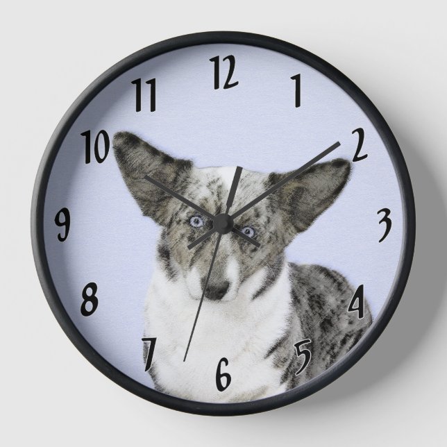 Cardigan Welsh Corgi Painting - Original Dog Art Clock (Front)